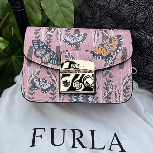 New FURLA METROPOLIS Mini Crossbody- Butterfly pink Made in Italy - Picture 2 of 7